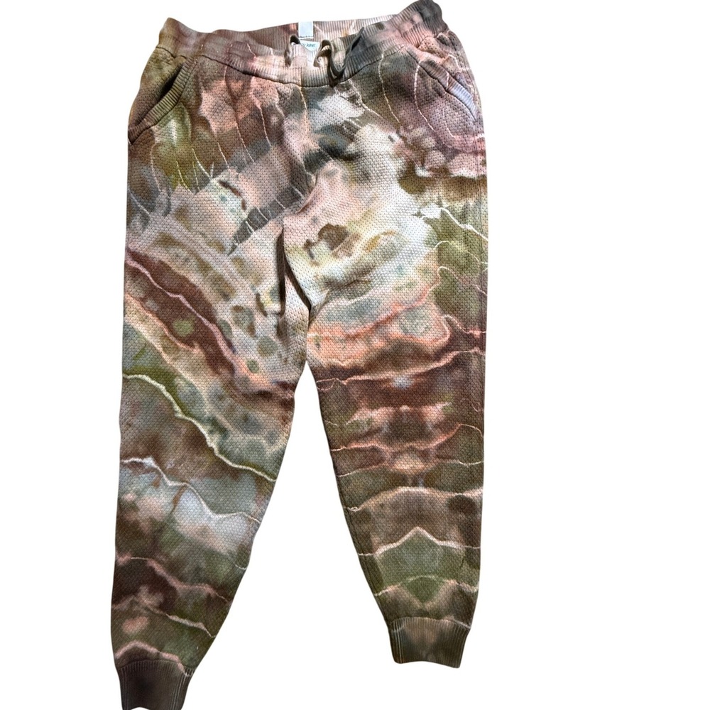 Tommy John Waffle Knit Tie Dye Joggers‎ Large Earthy Lounge Custom OOAK